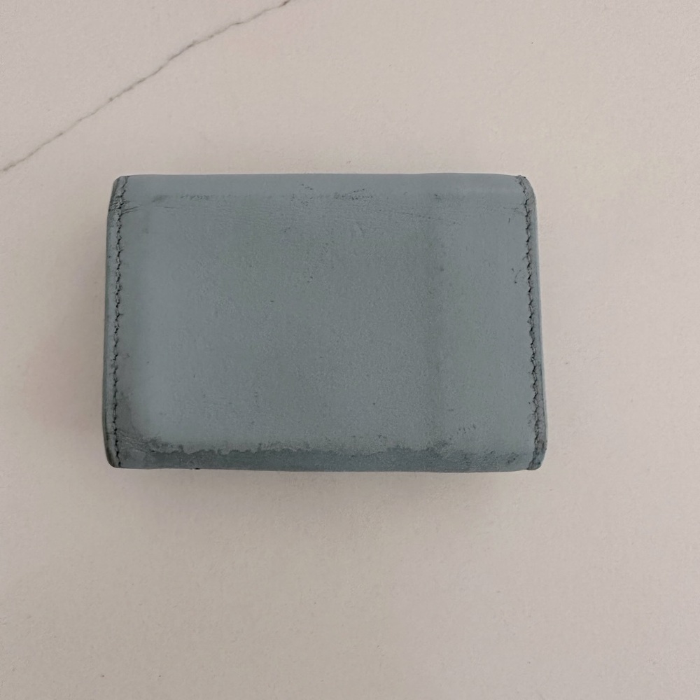 AUTH BALENCIAGA Everyday Mini Papier Leather Trifold Wallet Blue Teal - Picture 2 of 6